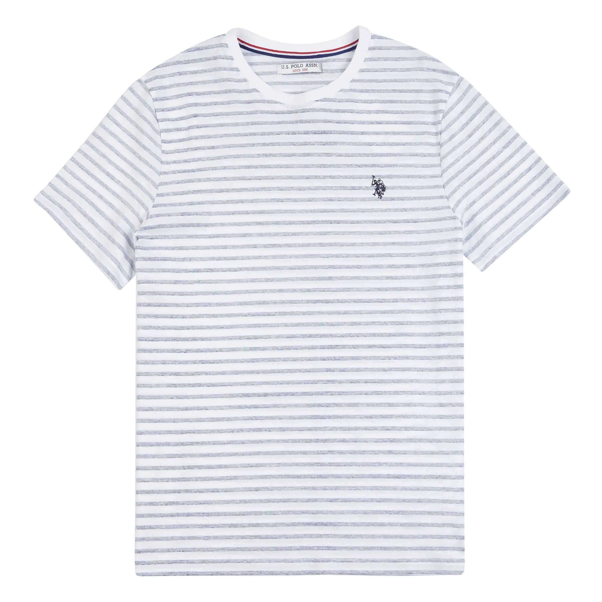 Mens Reverse Stripe Print T-Shirt in Navy Blue