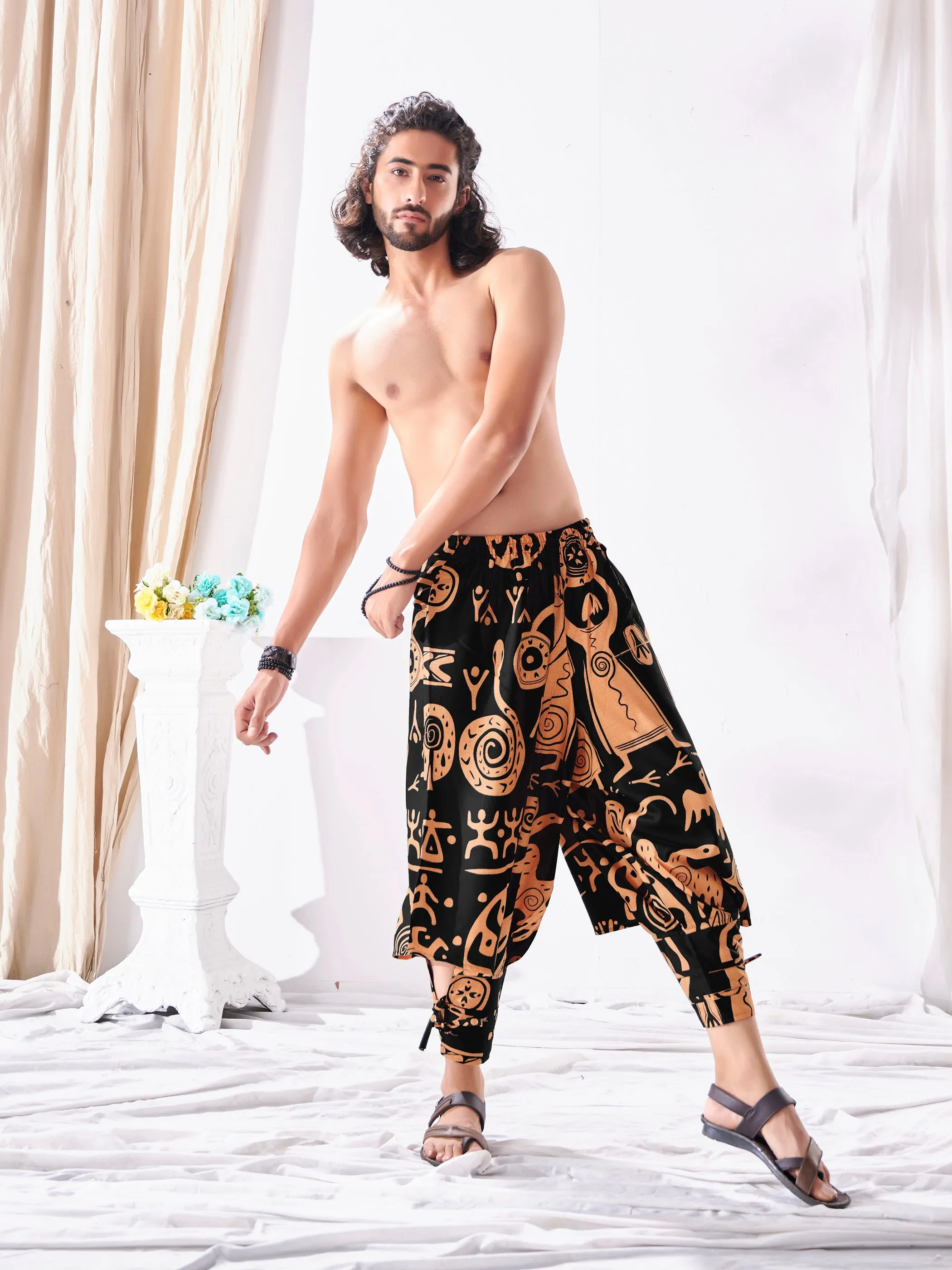 Men's Tribal Print Hippie Harem Balloon Boho Pants For Yoga Dance