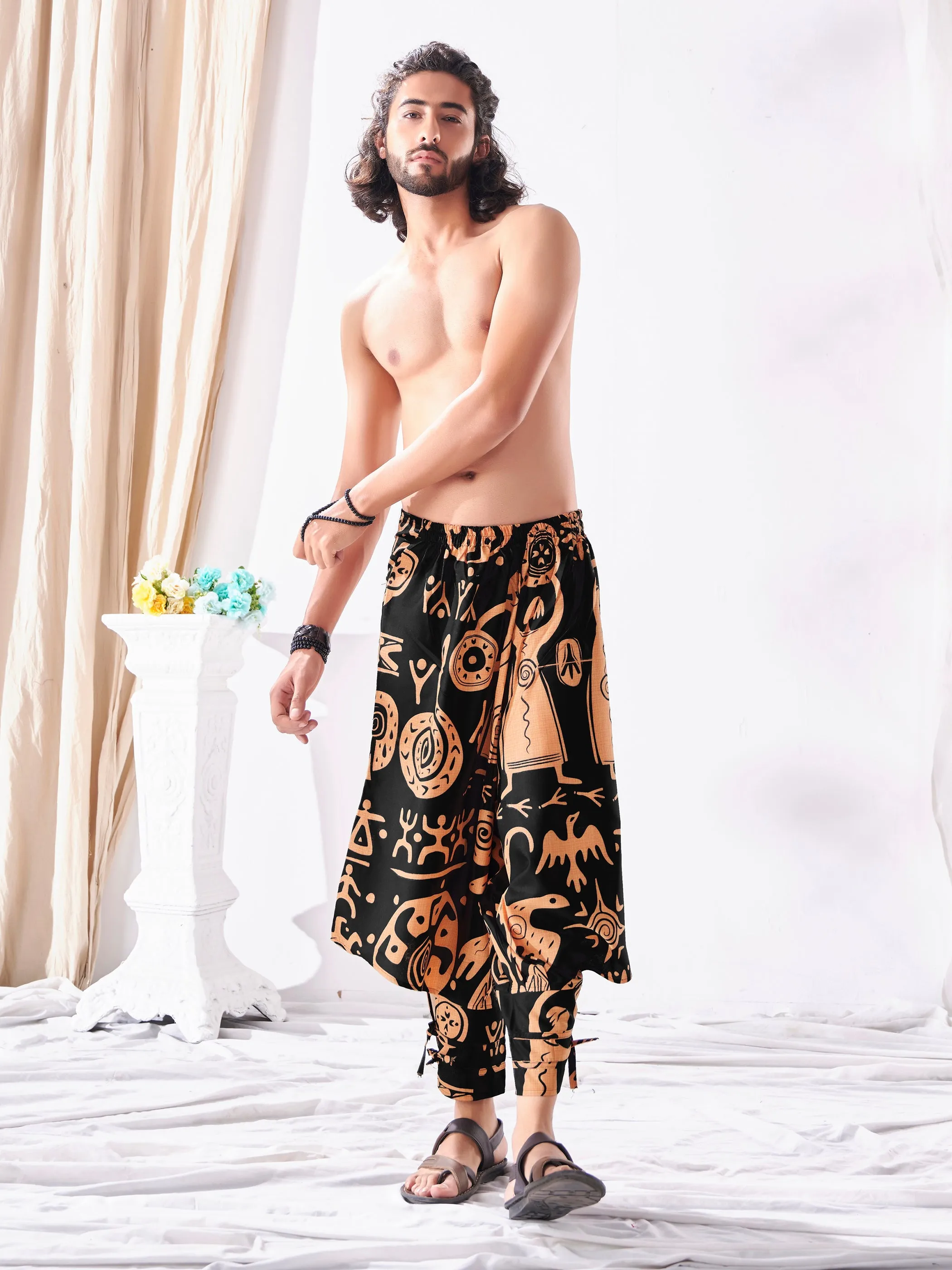 Men's Tribal Print Hippie Harem Balloon Boho Pants For Yoga Dance