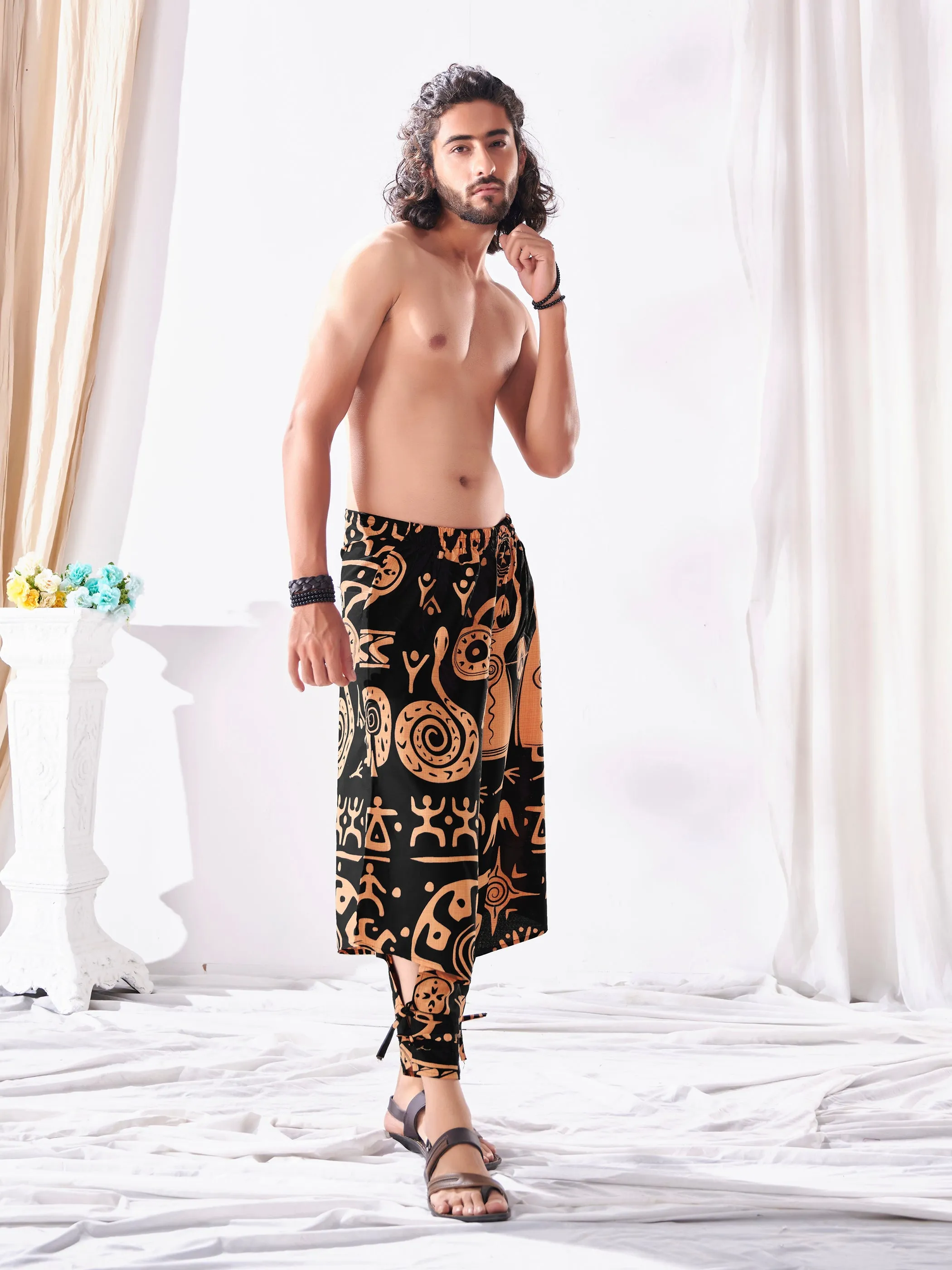 Men's Tribal Print Hippie Harem Balloon Boho Pants For Yoga Dance