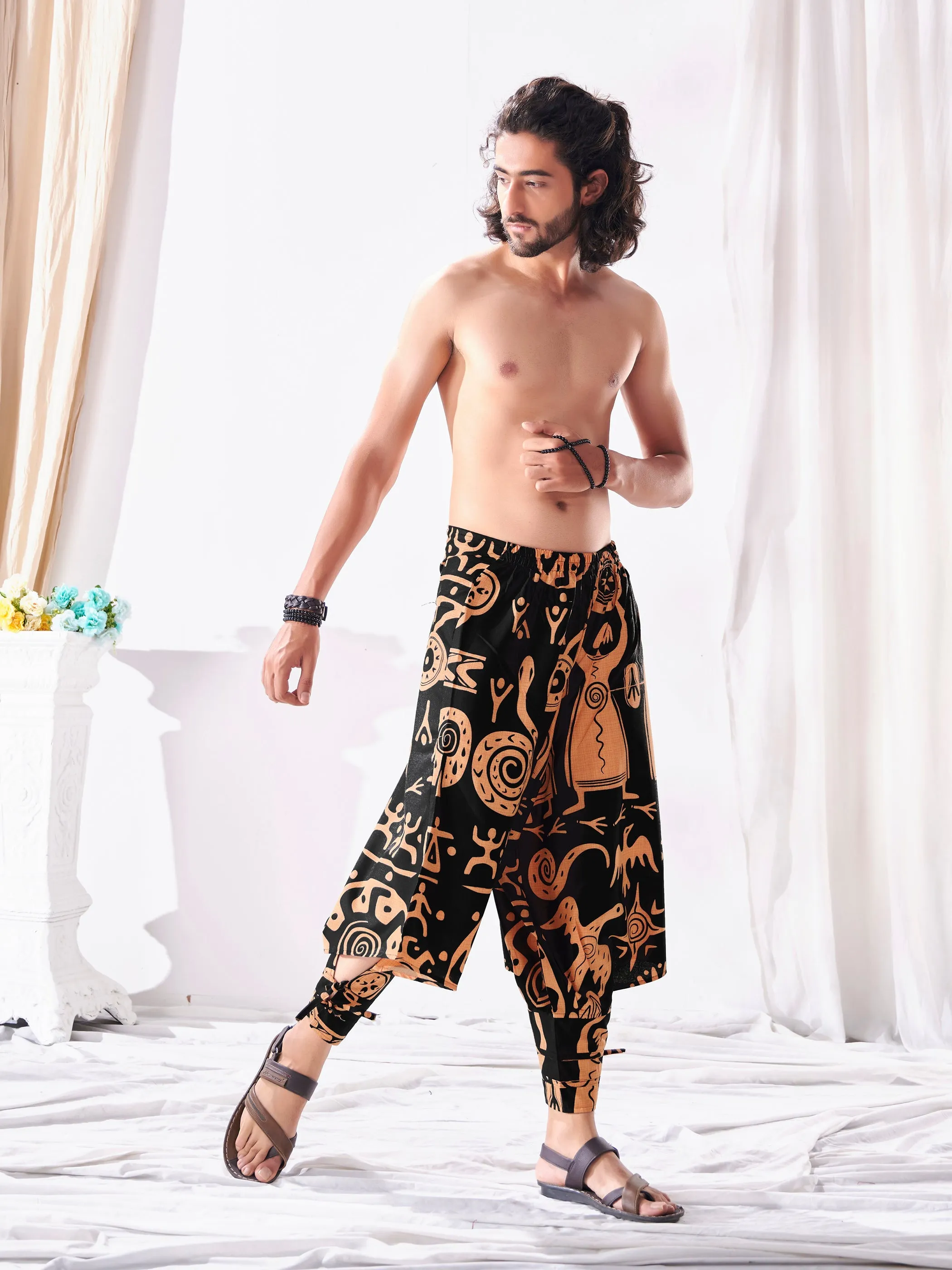Men's Tribal Print Hippie Harem Balloon Boho Pants For Yoga Dance