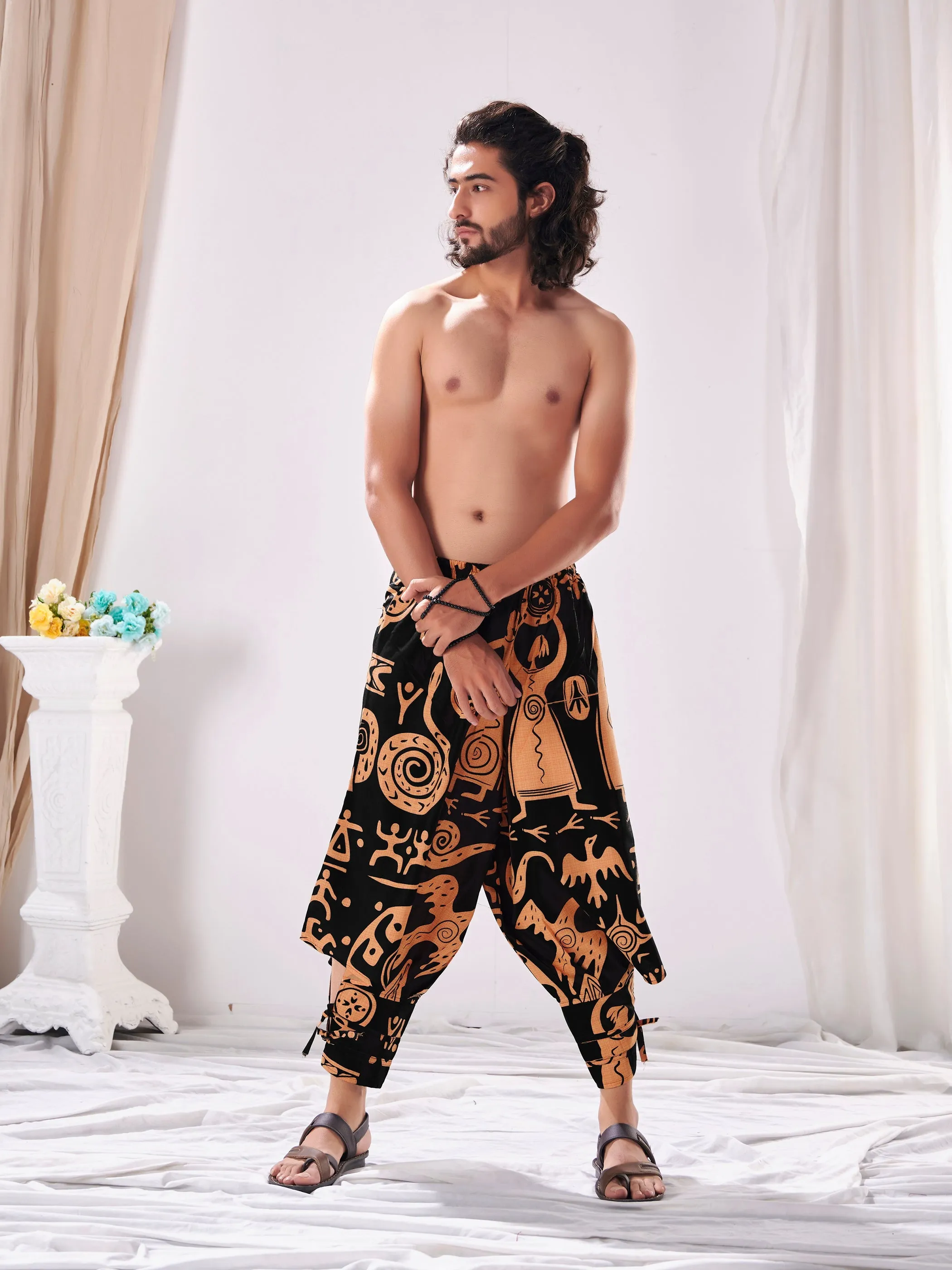 Men's Tribal Print Hippie Harem Balloon Boho Pants For Yoga Dance