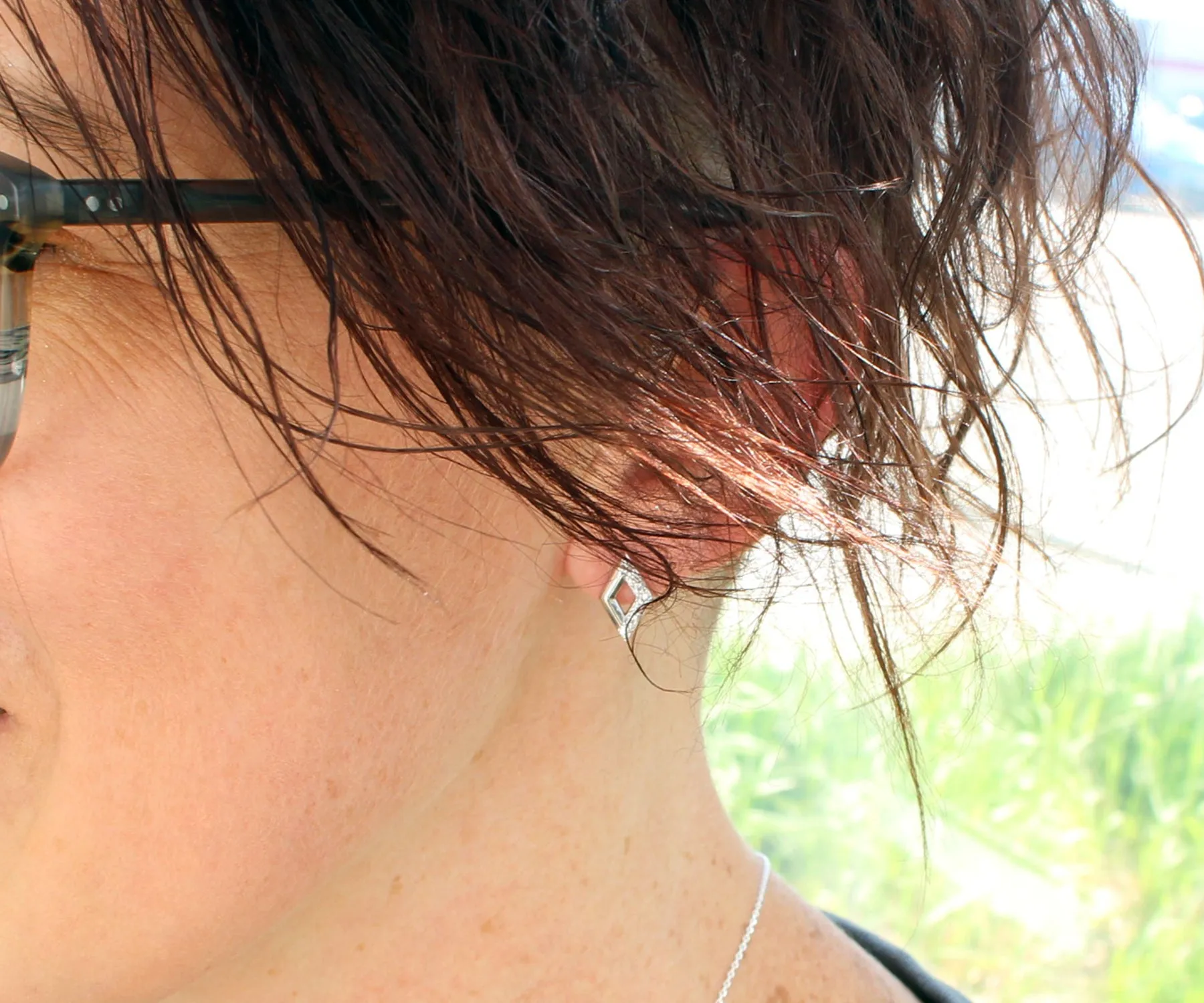 Mini Diamond Pavé Crystal Silver Earrings