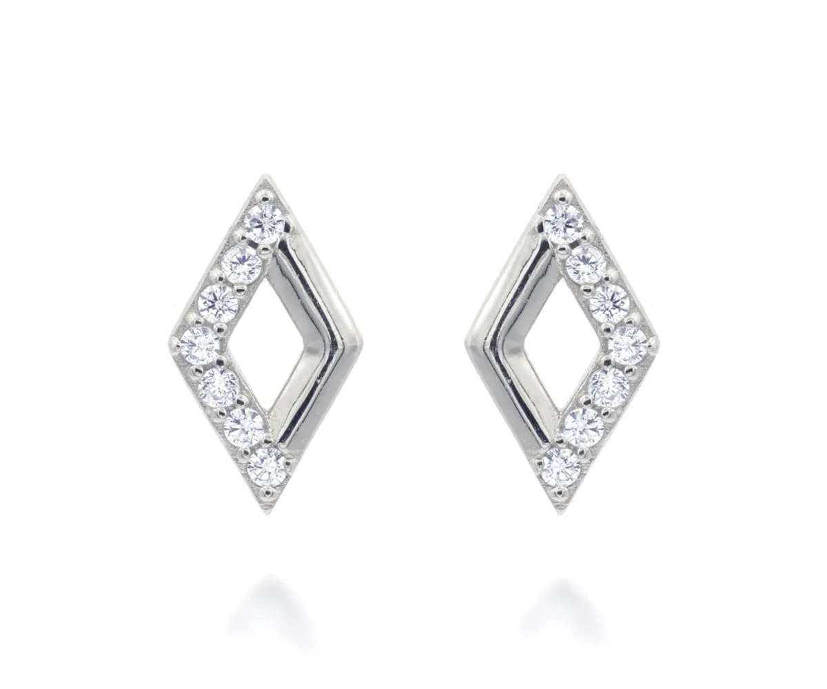 Mini Diamond Pavé Crystal Silver Earrings