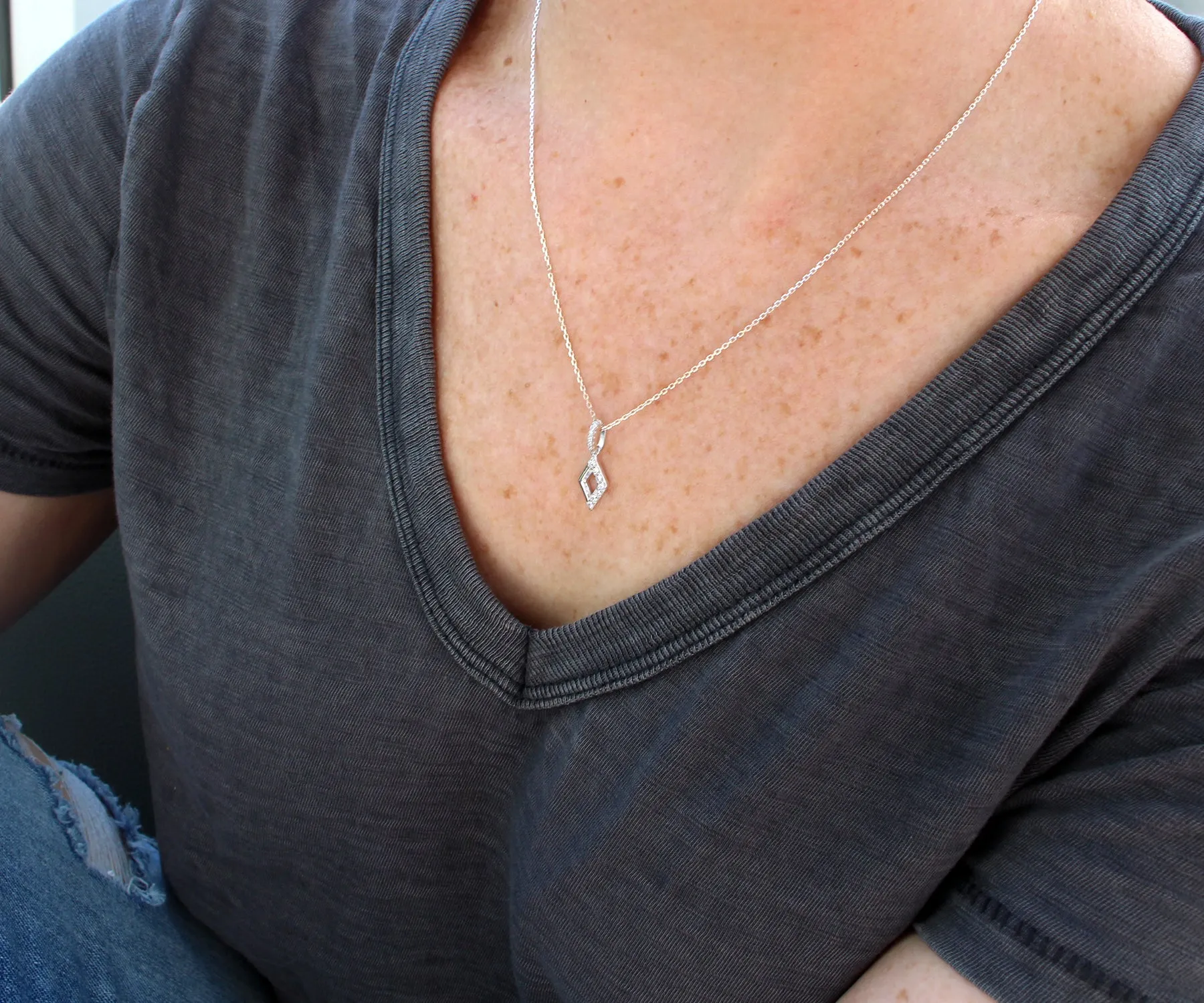 Mini Diamond Pavé Crystal Silver Necklace