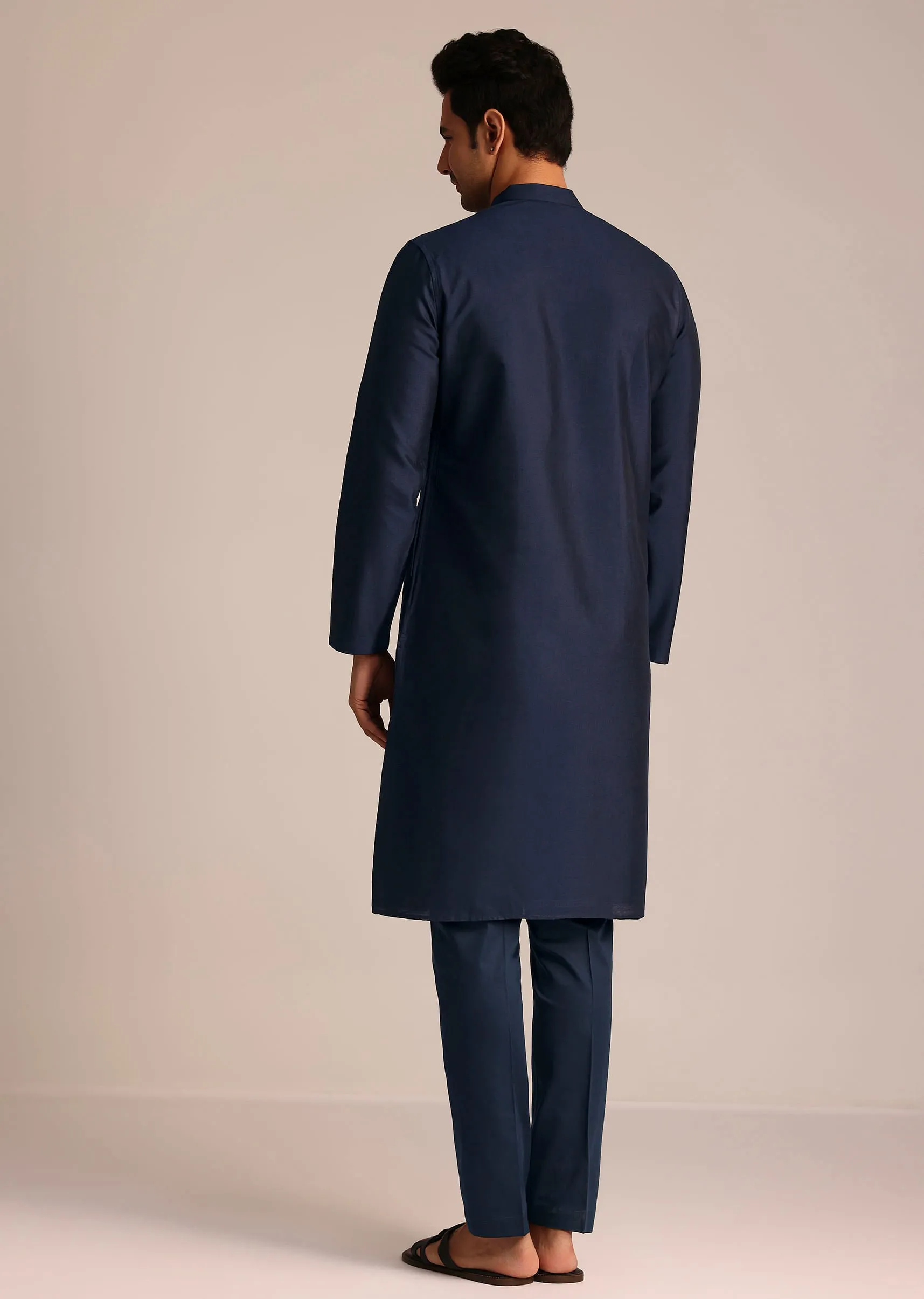 Navy Blue Asymmetric Kurta Set