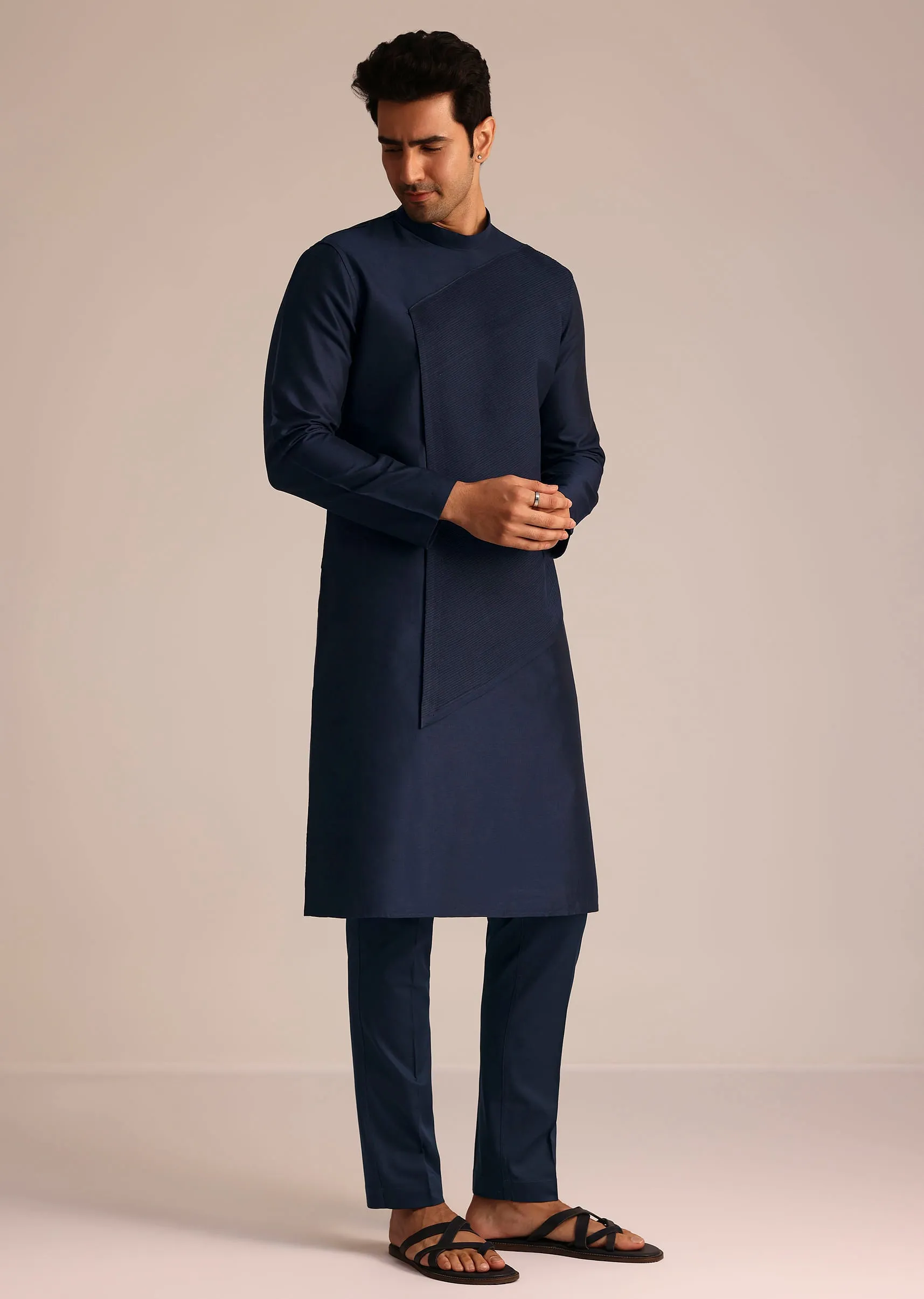 Navy Blue Asymmetric Kurta Set