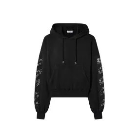 OFF-WHITE Eyelet Diagonal Popover Hoodie Black
