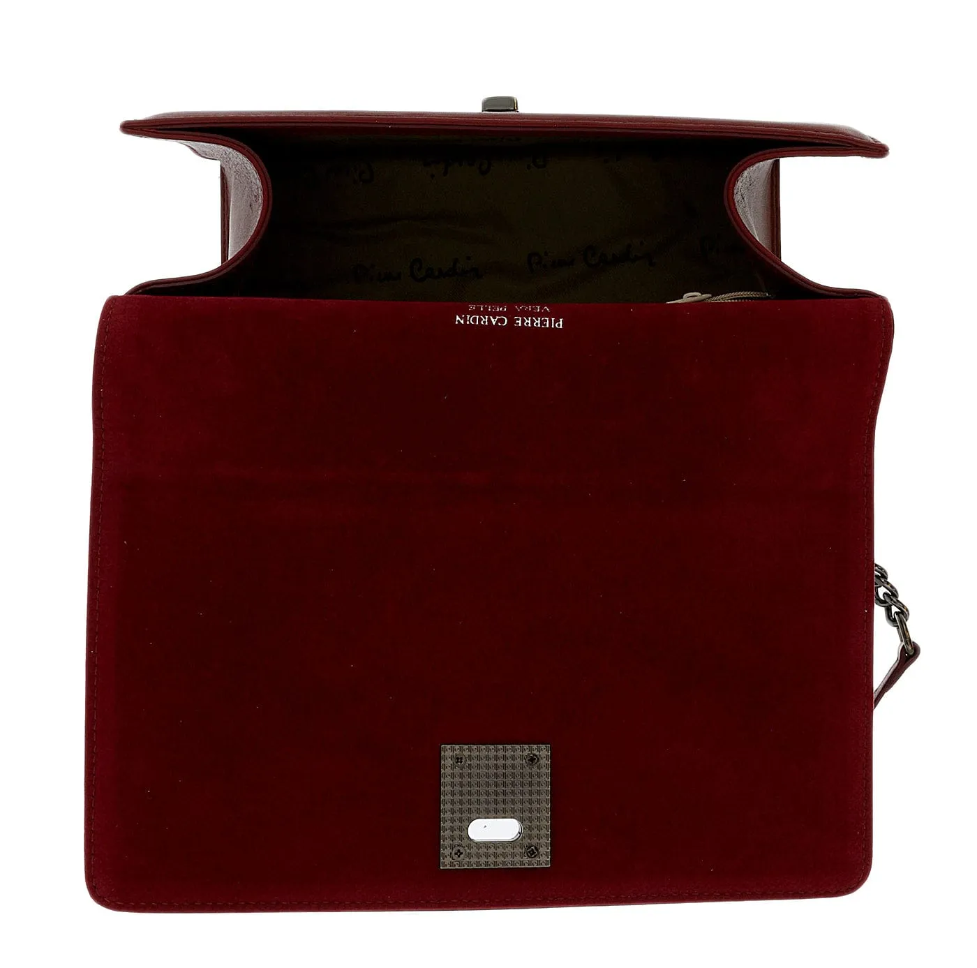 Pierre Cardin Burgundy  Leather Small Structured Shoulder Bag