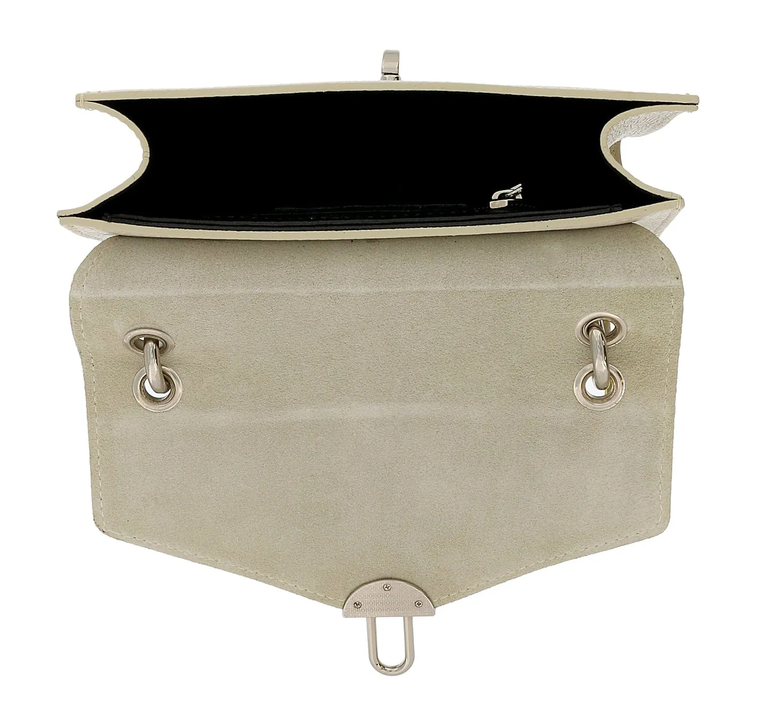 Pierre Cardin Cream Leather Structured Top Handle Satchel Bag