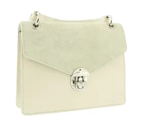 Pierre Cardin Cream Leather Structured Top Handle Satchel Bag