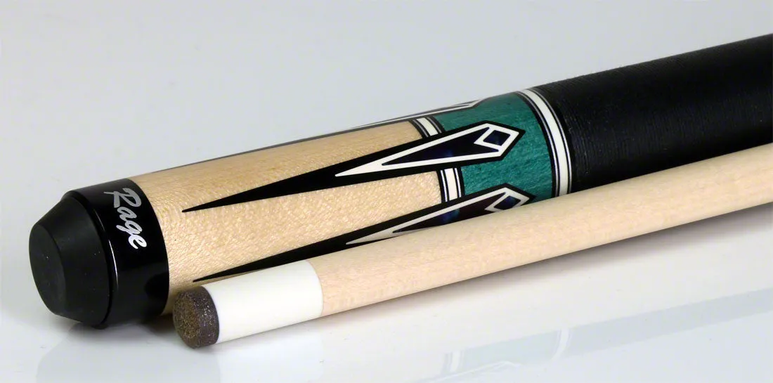 Rage 6 Point Graphic Natural / Teal Pool Cue - RG219