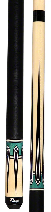 Rage 6 Point Graphic Natural / Teal Pool Cue - RG219