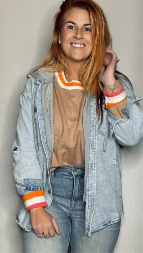 RESTOCKED ✨ Vintage Distressed Hooded Denim Jacket