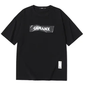 Simple Funny Logo Letter Print Drop-Shoulder Sleeve T-Shirt