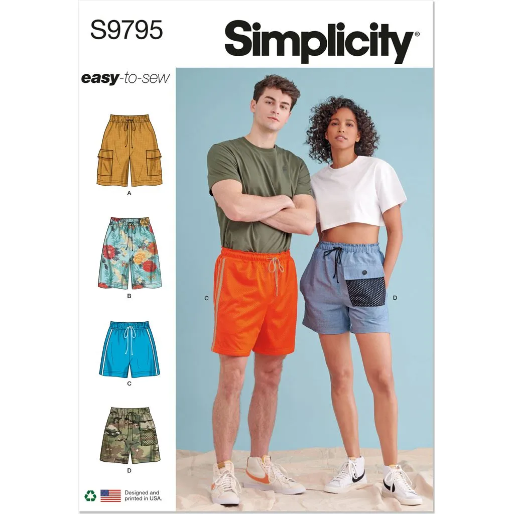 Simplicity Sewing Pattern S9795 Unisex Shorts