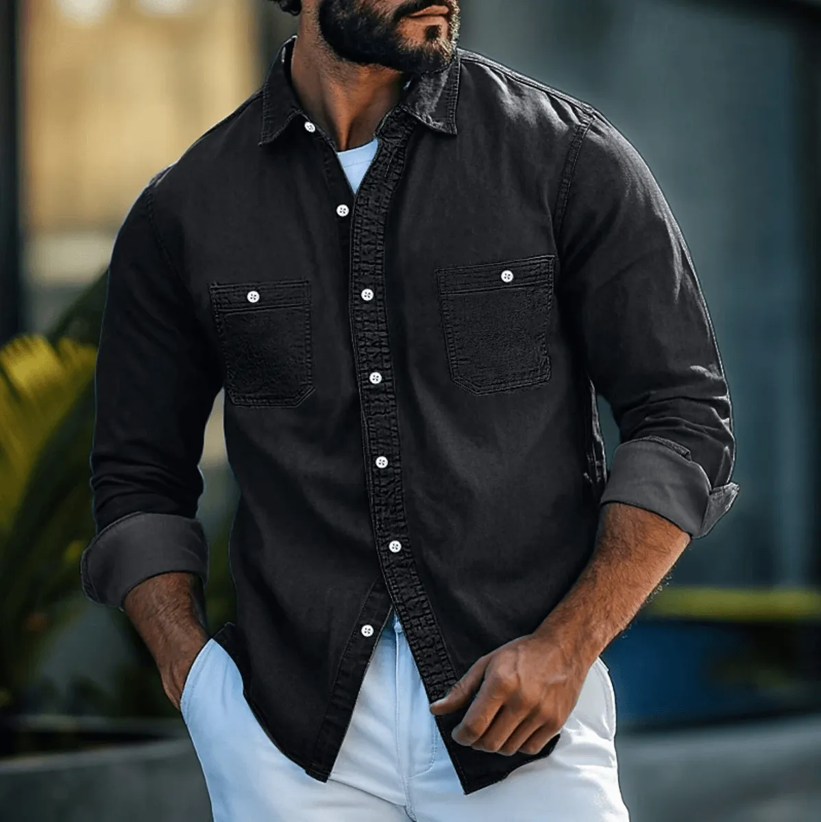 Slim Fit Denim Shirt: Sustainable & Versatile