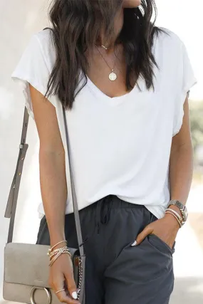 Solid Color V Neck Classic T-Shirt