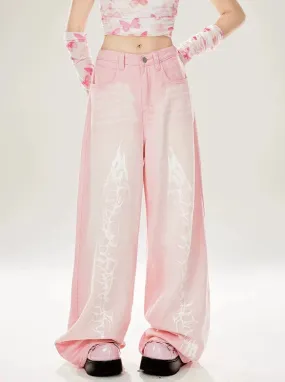Straight Loose Dragon Pink Wide Element Denim