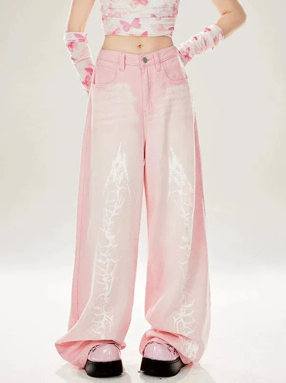 Straight Loose Dragon Pink Wide Element Denim