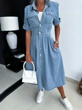 Stylish Denim Dress: Versatile Cotton Outfit