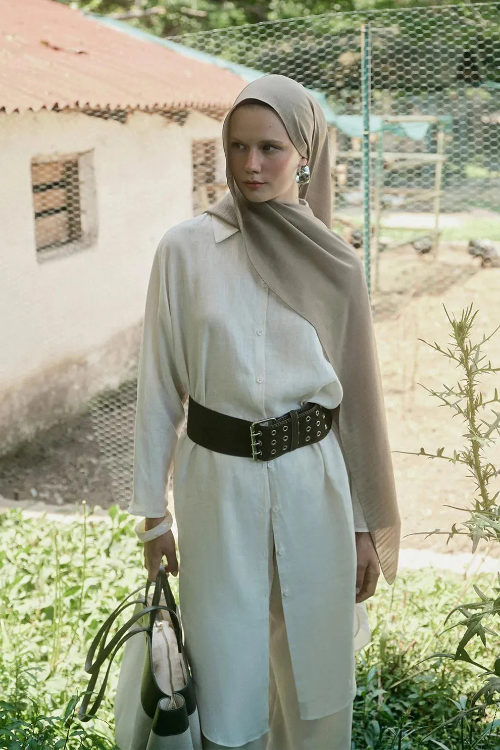 Textured Crepe Scarf Soft Green