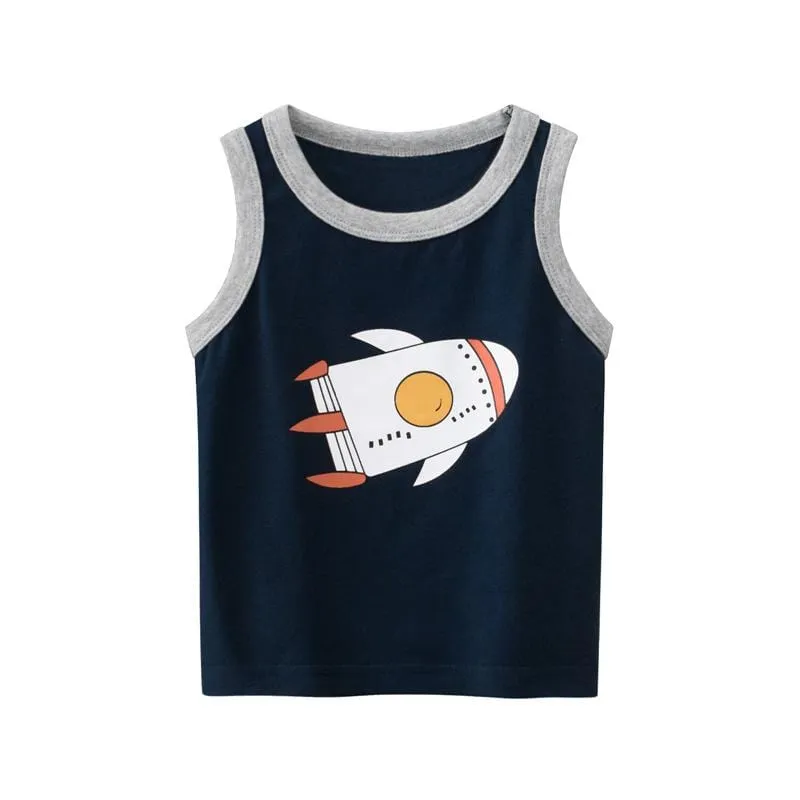 Toddler/Kid Boy's Trucks/Rocket Prints Tank (3 designs)