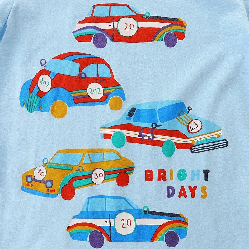 Toddler/Kid's Vehicle Print Design Short Sleeve T-shirt