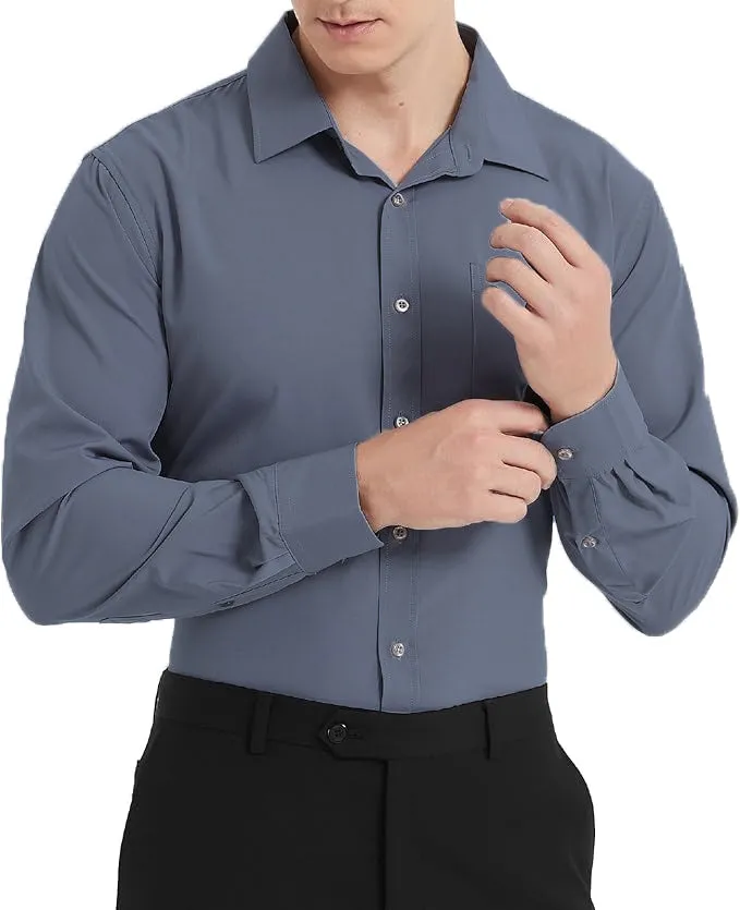 Uniform Unicorn Men's Formal Dark Electric Blue Shirt - Slim Fit Long Sleeve with Pocket | Office Wear | Formal Wear | Daily Wear (Shirt_Dark Electric Blue)