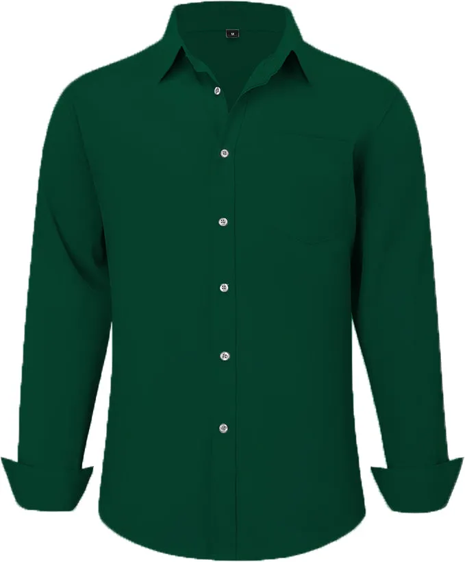 Uniform Unicorn Men's Formal Dark Green Shirt - Slim Fit Long Sleeve with Pocket | Office Wear | Formal Wear | Daily Wear(Shirt_Dark Green)