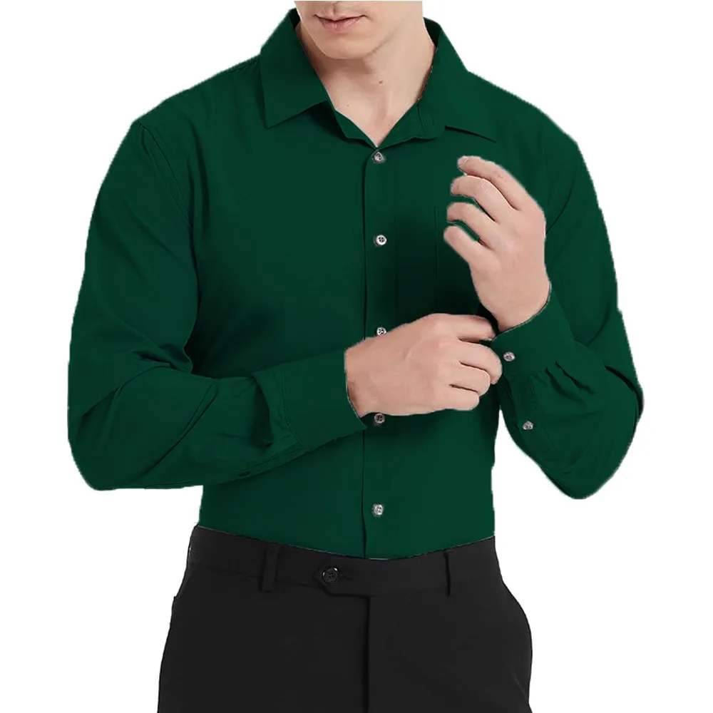 Uniform Unicorn Men's Formal Dark Green Shirt - Slim Fit Long Sleeve with Pocket | Office Wear | Formal Wear | Daily Wear(Shirt_Dark Green)