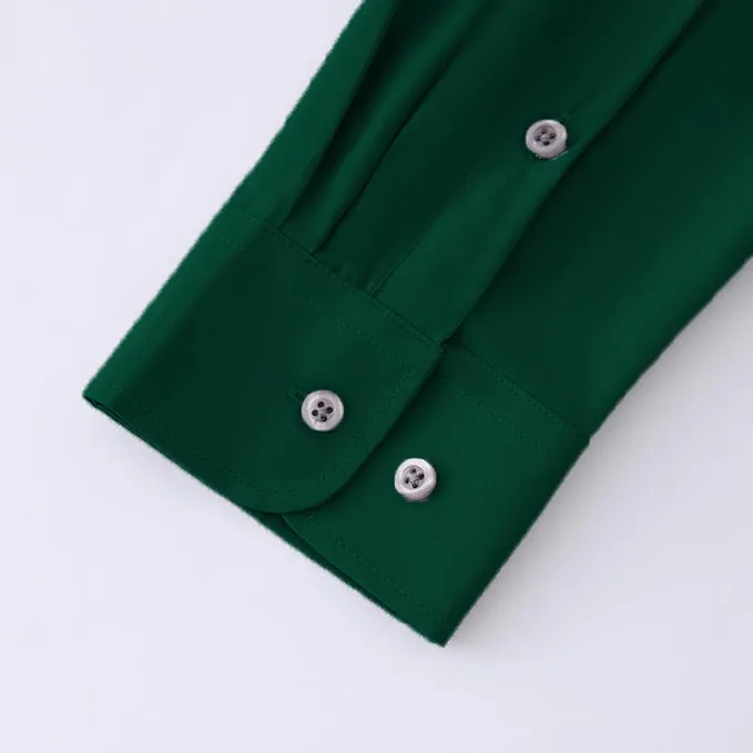 Uniform Unicorn Men's Formal Dark Green Shirt - Slim Fit Long Sleeve with Pocket | Office Wear | Formal Wear | Daily Wear(Shirt_Dark Green)