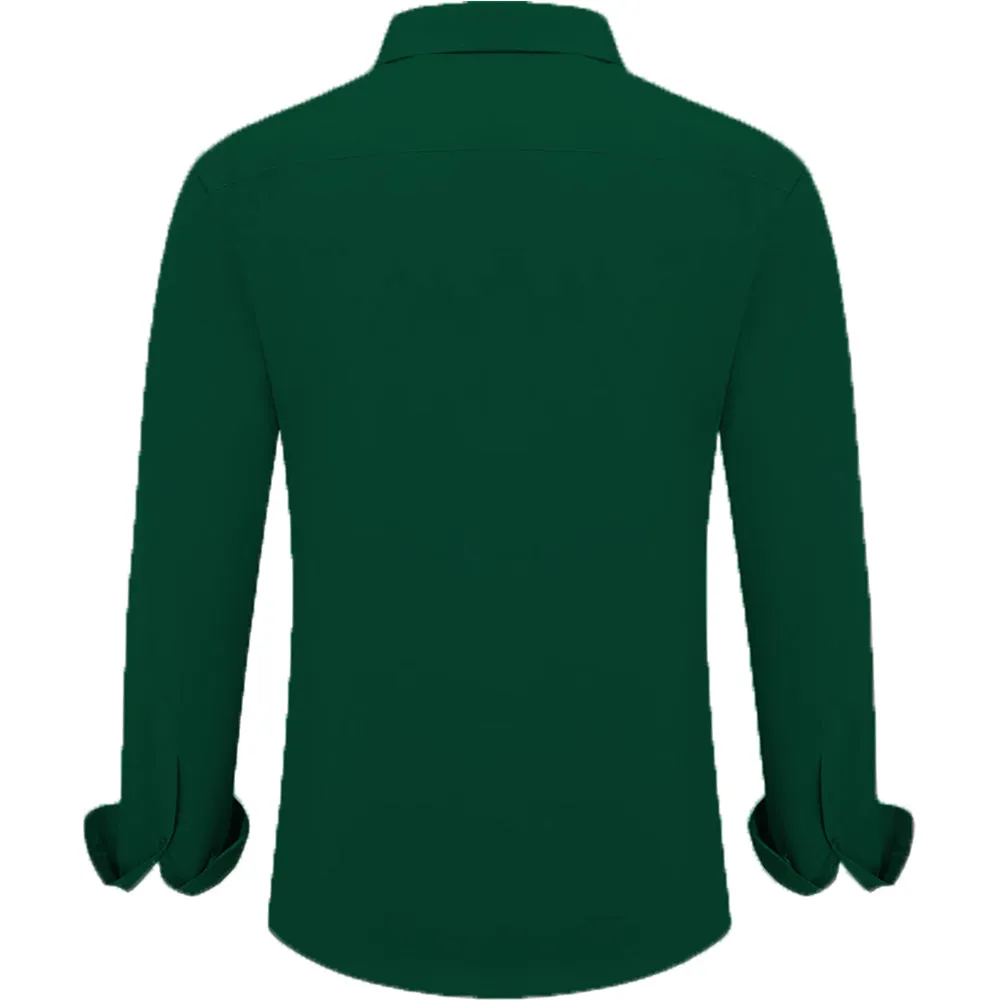Uniform Unicorn Men's Formal Dark Green Shirt - Slim Fit Long Sleeve with Pocket | Office Wear | Formal Wear | Daily Wear(Shirt_Dark Green)