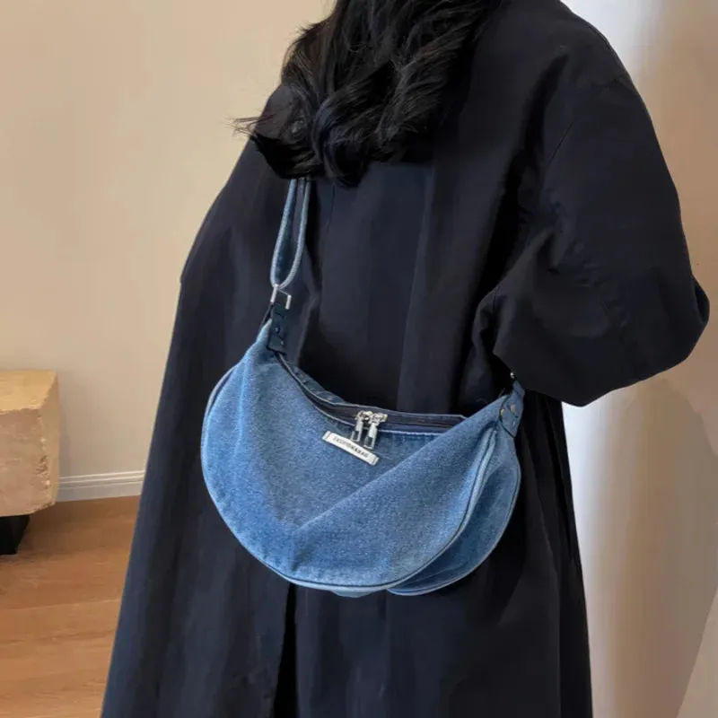 Versatile denim shoulder bag