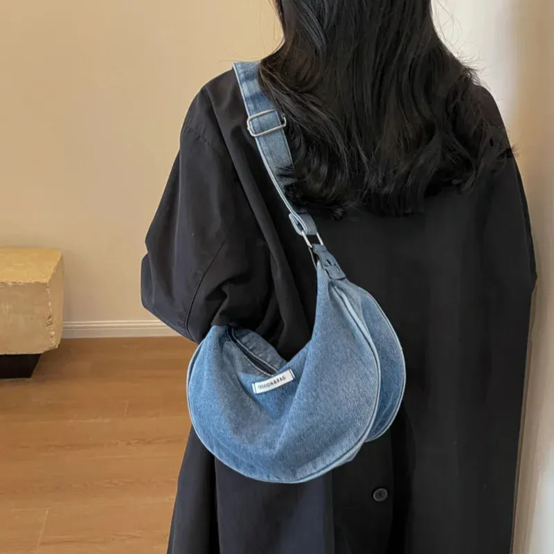 Versatile denim shoulder bag