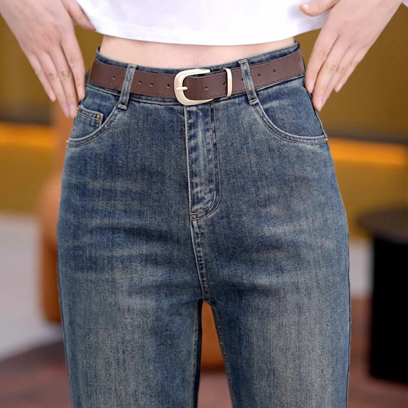 Womens Versatile Loose Fit Straight Jeans