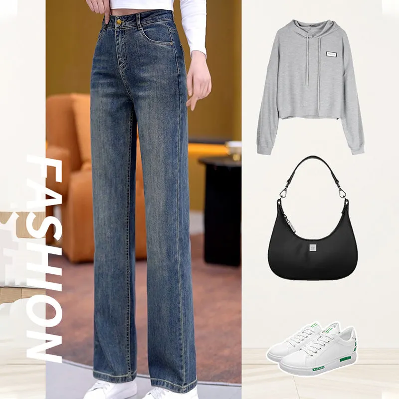 Womens Versatile Loose Fit Straight Jeans