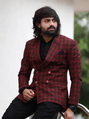 Wonderful Maroon Color Men's Double Breasted Blazer